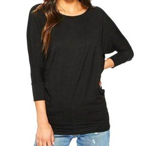 American Rose Lara 3/4 Sleeve Blouson Top, Black S NEW